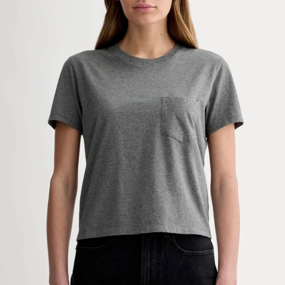 Everlane The Box-Cut Tee Essential Organic Cotton Heathered Charcoal Grey M